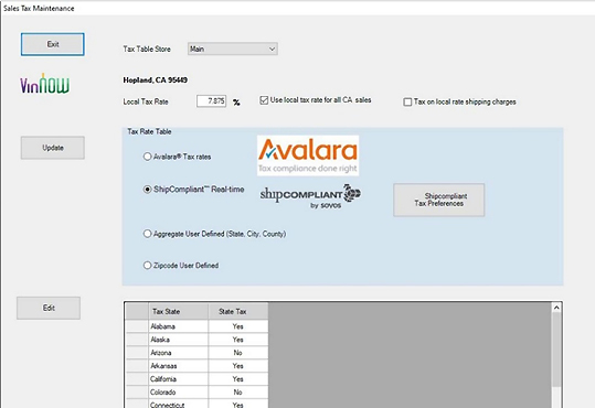 VinNOW software screen capture with selection for ShipCompliant.
