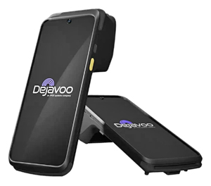 Photo of hand held payment terminal.